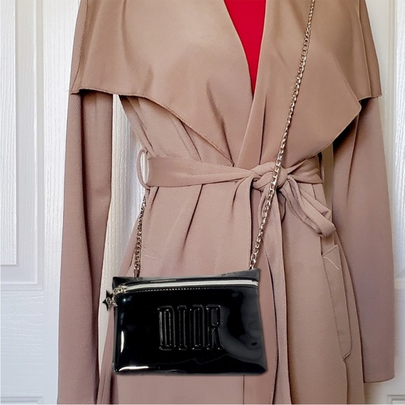 Dior Trousse Makeup Bag turned into Crossbody with Silver Chain - Picture 2 of 5